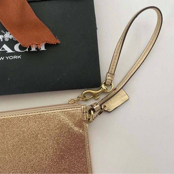 COACH GOLD GLITTER WRISTLET NWT - Picture 9 of 16